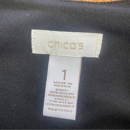 Chicos Basic Black Two Layer Tank Top Womens 1 Medium