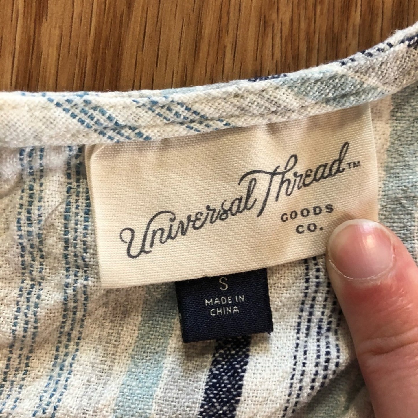 Universal Thread Striped Blue White Linen Crop Tank Top Womens Small