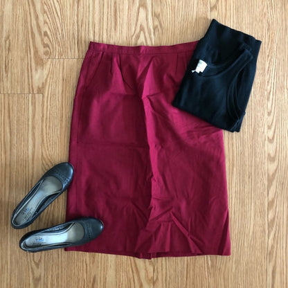 Pendleton Vintage Wool Red Burgundy Midi Pencil Skirt Womens 4
