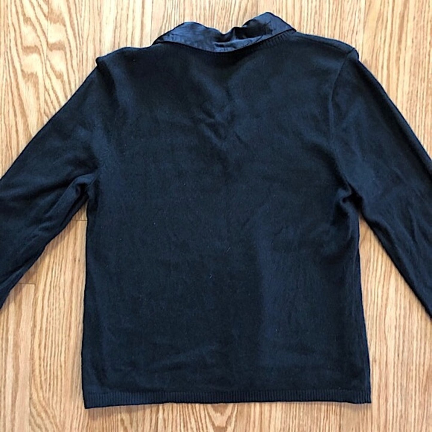 Charter Club Silk Angora Black Collared Blouse Womens Large