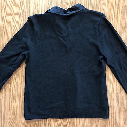 Charter Club Silk Angora Black Collared Blouse Womens Large
