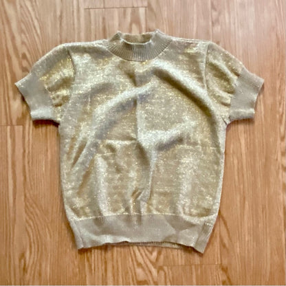 Willow Ridge Vintage Metallic Gold Shirt Cardigan Set Womens Medium