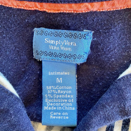 Simply Vera Striped Blue White Button-up Mini Lounge Dress Womens Medium