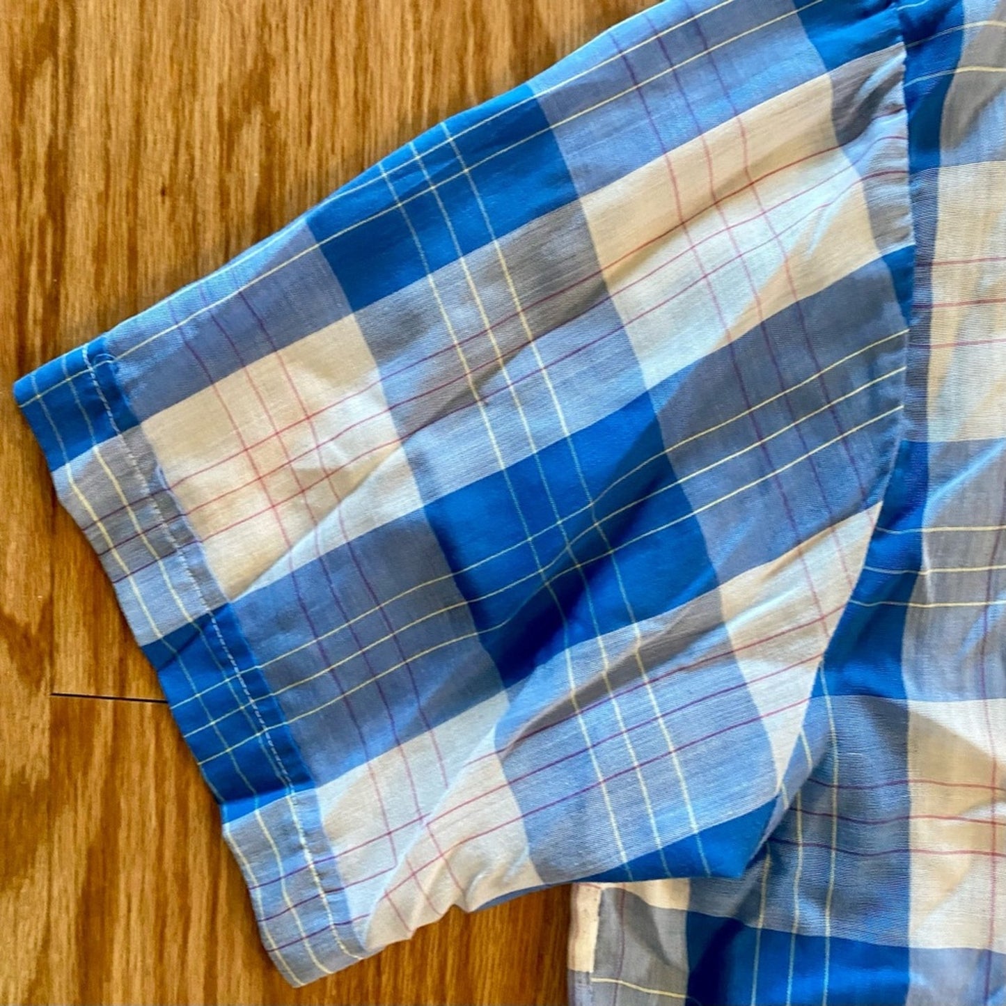 Wedgefield Vintage Blue Plaid Short Sleeve Button-down Shirt Mens Large