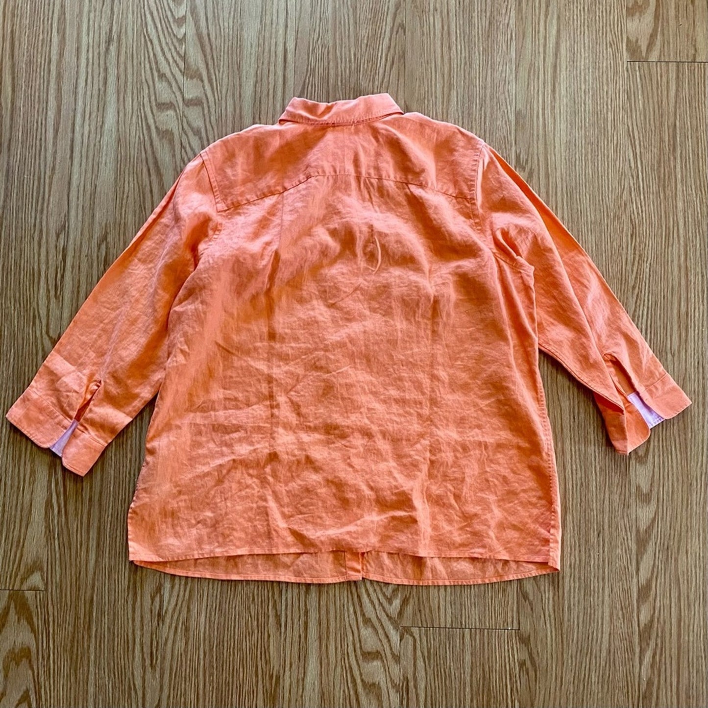 Lauren Ralph Lauren Orange Linen Button-up Shirt Top Blouse Womens 1x Plus Size