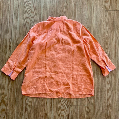 Lauren Ralph Lauren Orange Linen Button-up Shirt Top Blouse Womens 1x Plus Size