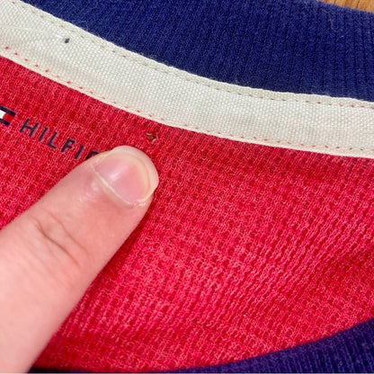 Tommy Hilfiger 1985 NYC Red Blue Thermal Shirt Top Womens Medium