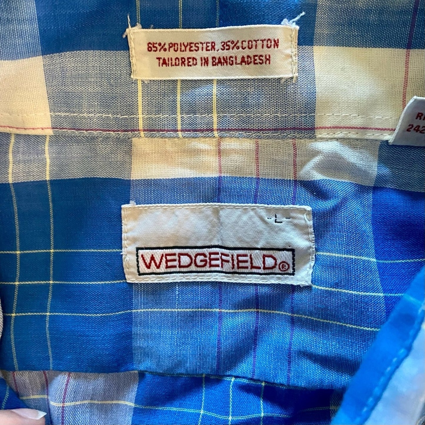 Wedgefield Vintage Blue Plaid Short Sleeve Button-down Shirt Mens Large