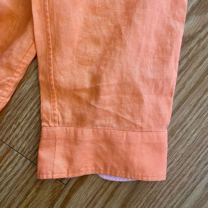 Lauren Ralph Lauren Orange Linen Button-up Shirt Top Blouse Womens 1x Plus Size