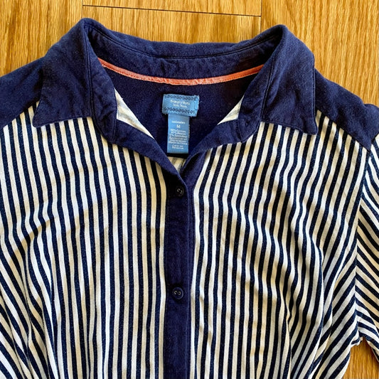 Simply Vera Striped Blue White Button-up Mini Lounge Dress Womens Medium