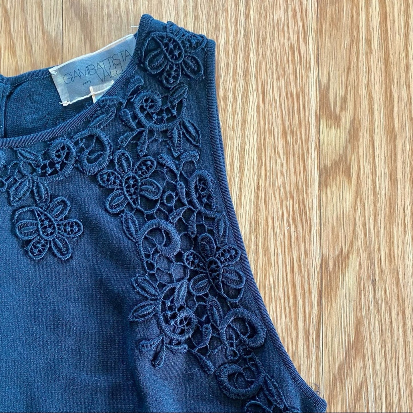 Giambattista Valli Black Italian Lace Knit Sheath Dress US Womens 10