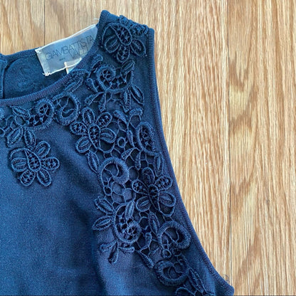 Giambattista Valli Black Italian Lace Knit Sheath Dress US Womens 10