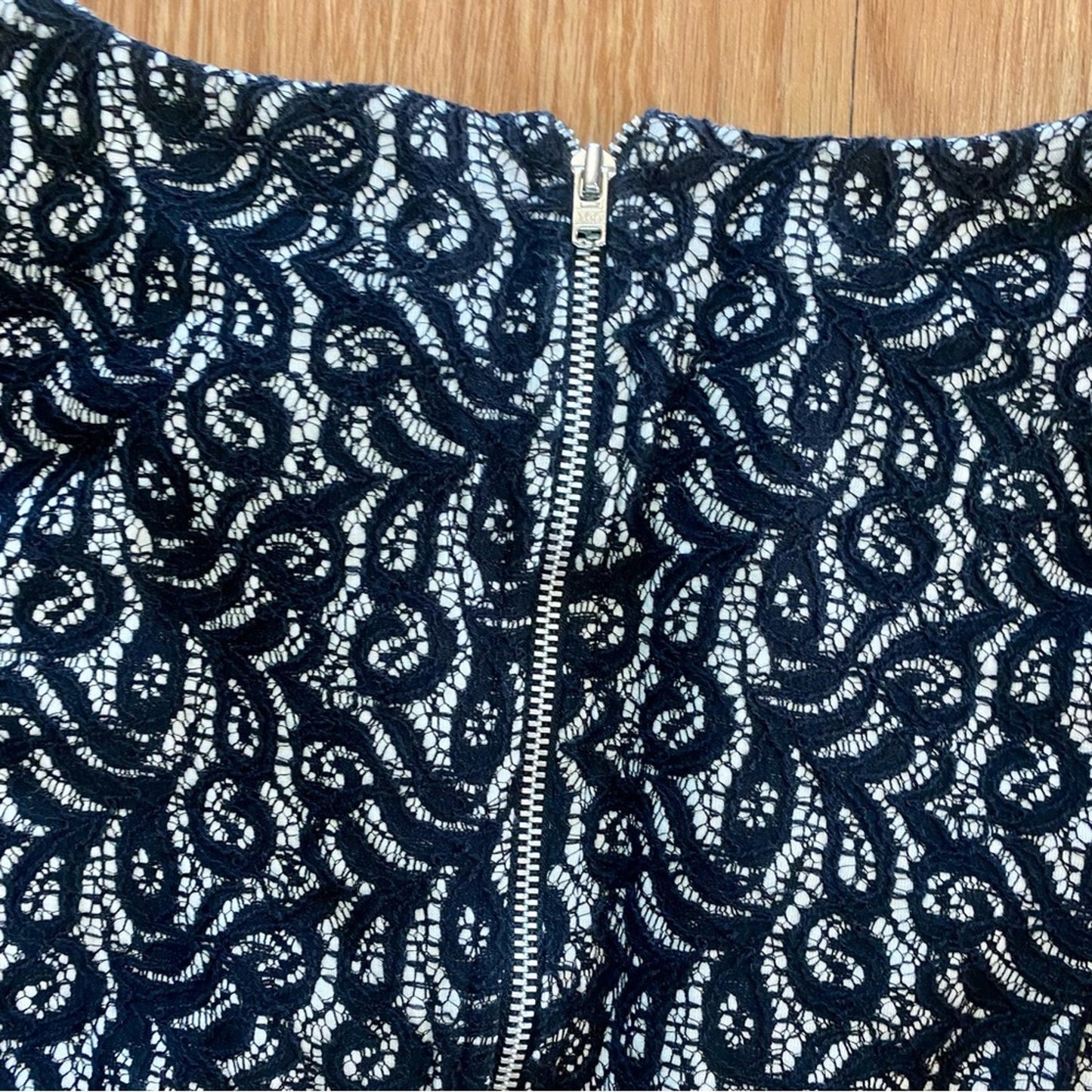 J Crew Black Peplum Lace Blouse Top Womens Medium