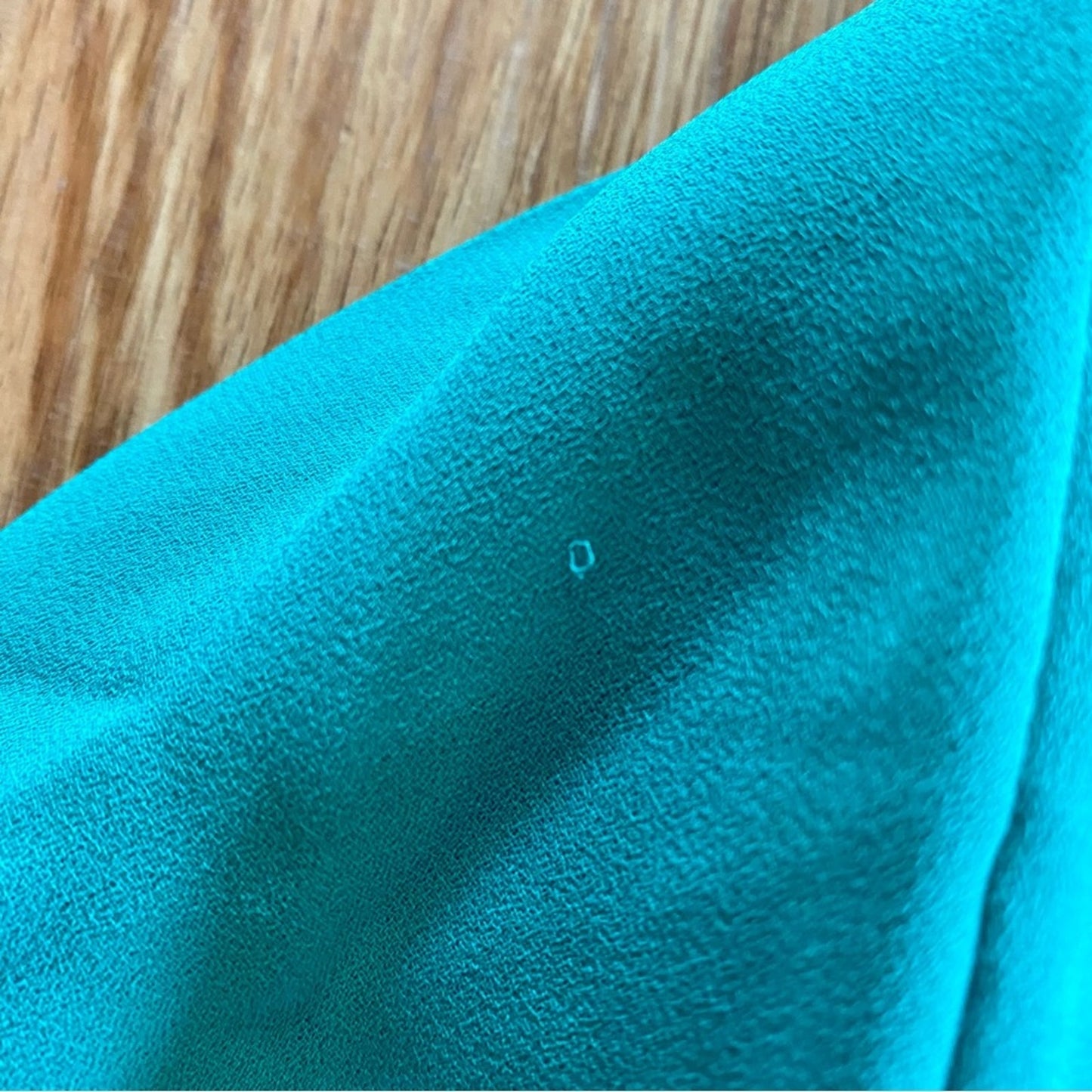 Chaus Vintage Teal Green Sheer Pleated Bow Tie Blouse Womens 12 Large