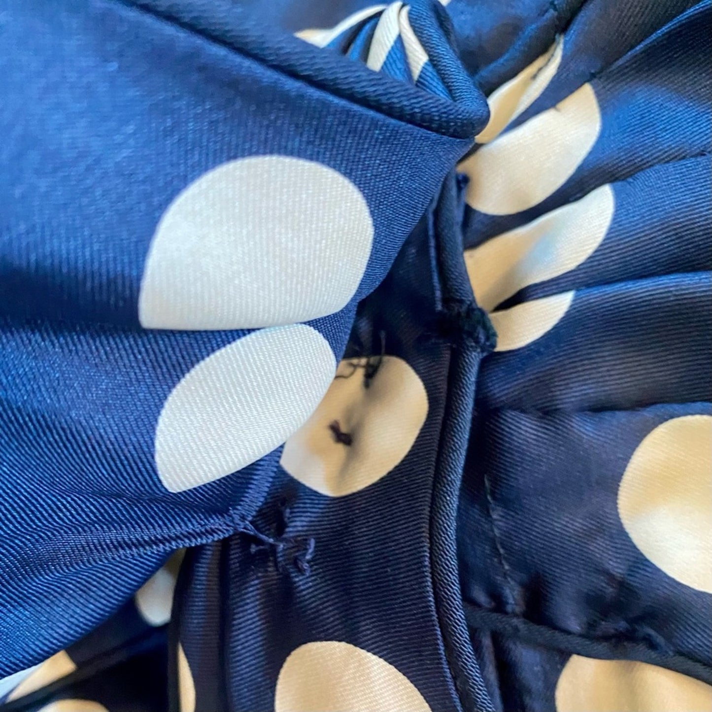 Vintage 1950s Blue Polka Dot Bow Midi Pin-up Dress Womens 0 XSmall