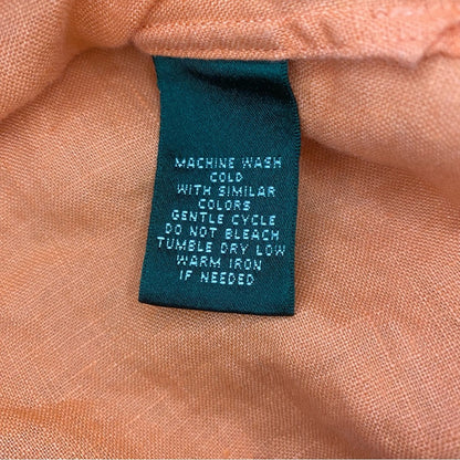 Lauren Ralph Lauren Orange Linen Button-up Shirt Top Blouse Womens 1x Plus Size