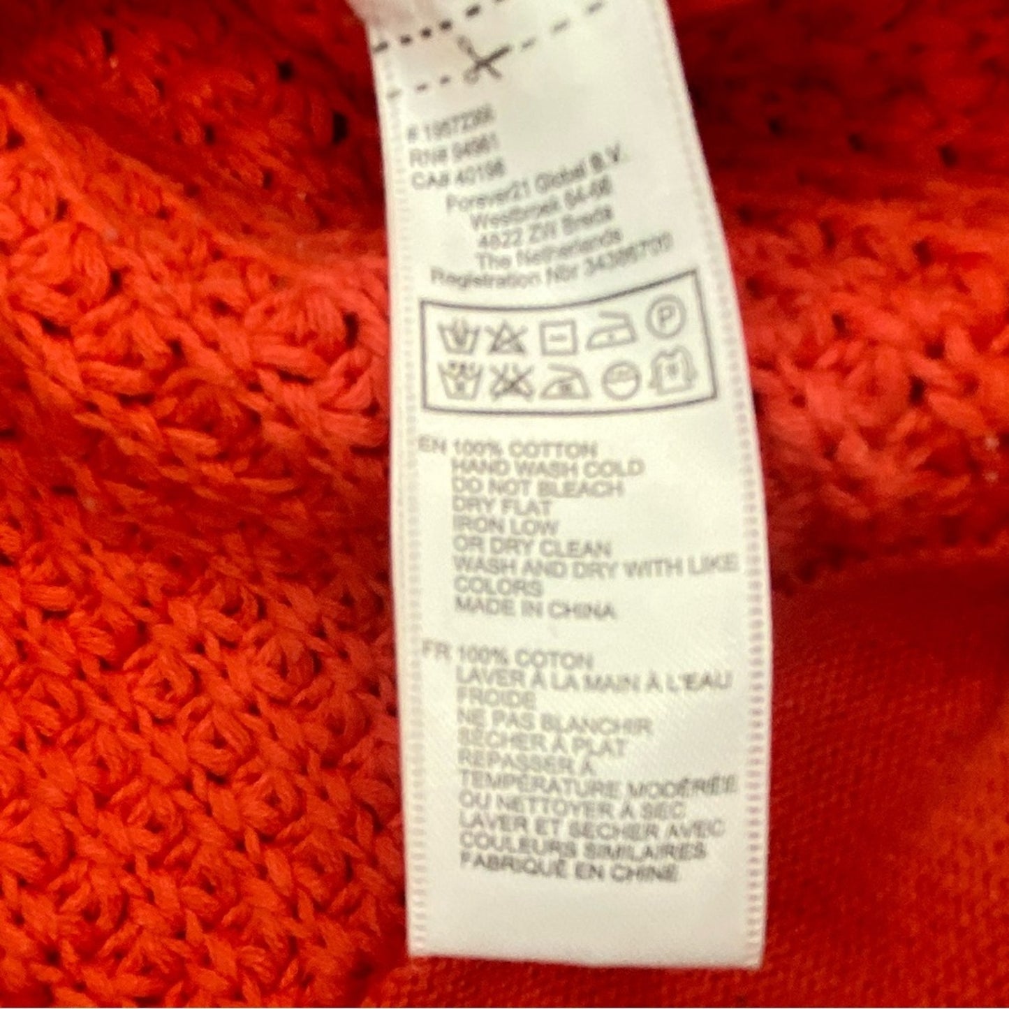 Forever 21 Orange Woven Knit Cotton Sweater Womens Medium