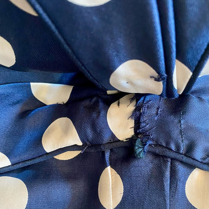 Vintage 1950s Blue Polka Dot Bow Midi Pin-up Dress Womens 0 XSmall