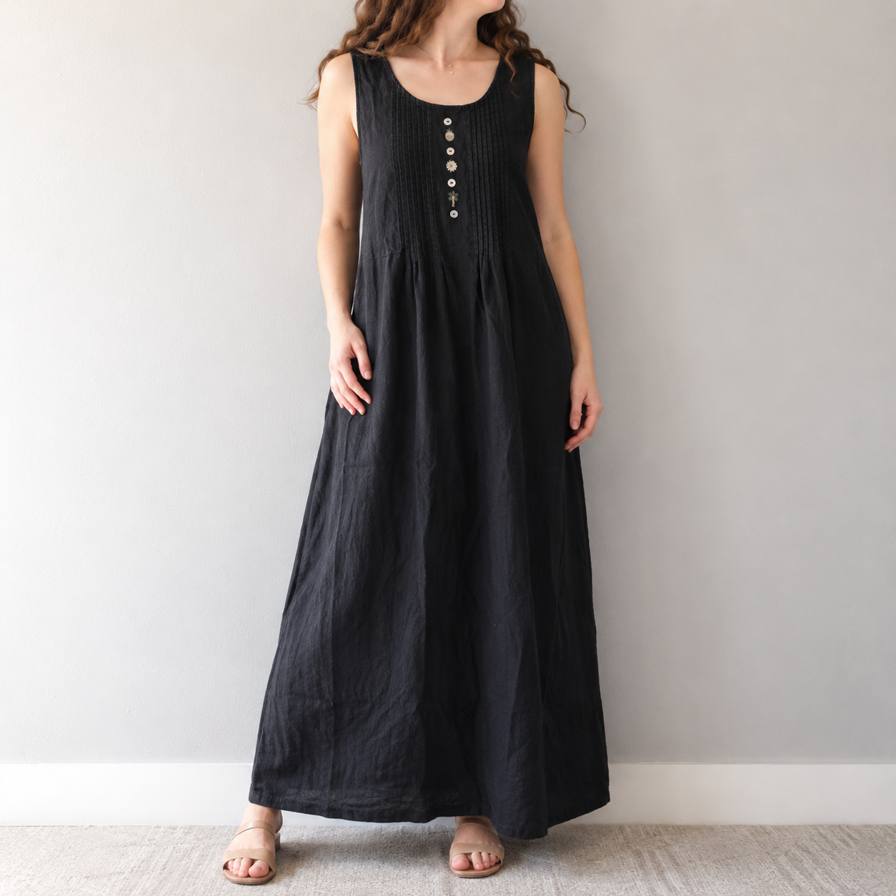 Sweet Jessie Black Denim Maxi Dress Womens 12 Large