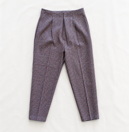 Vintage American Union Red Checked Slim Wool Pants Womens 2